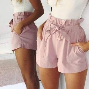 FRNCH PARIS Blue Paper Bag Tie Shorts XS